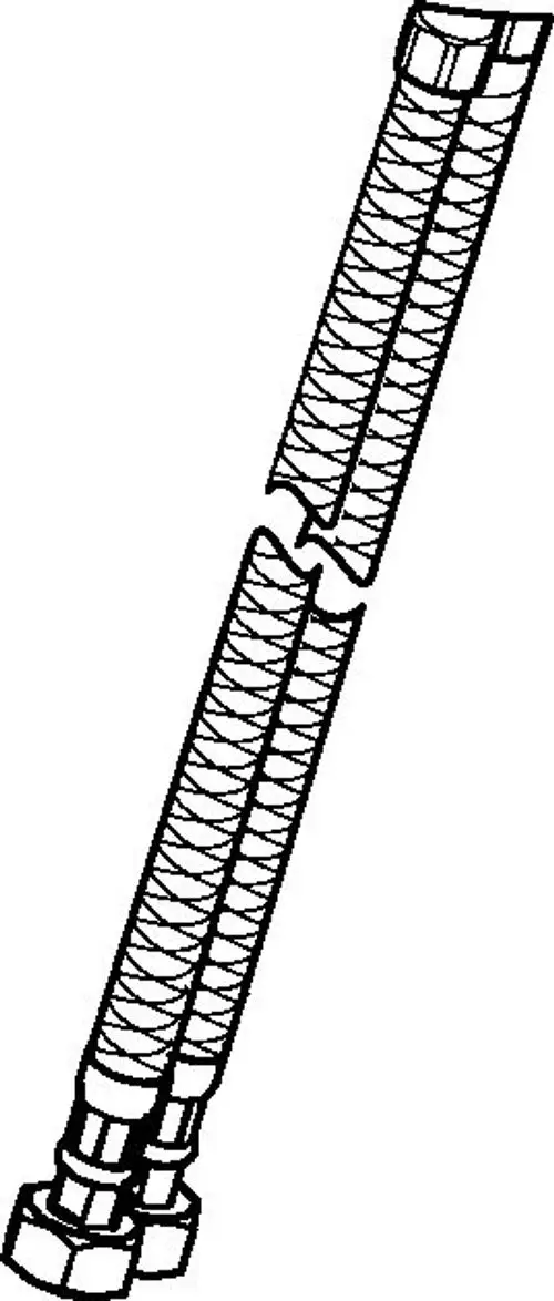 Flexibler Anschlußschlauch von HANSA mit gewellten Oberflächen und zwei Anschlussstücken an den Enden, geeignet für verschiedene Installationen.